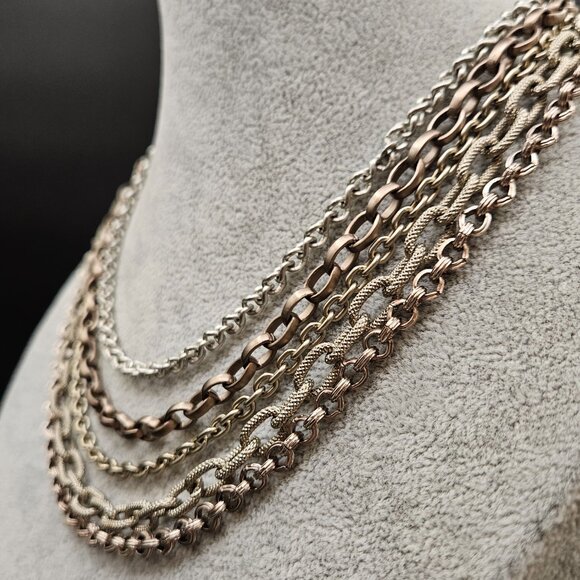 Sabika Five Chain Silver Necklace - Picture 5 of 11